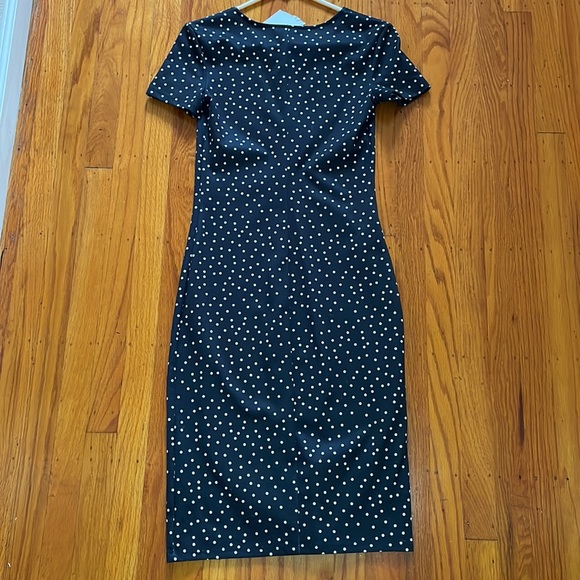 Zara Polka Dots Black Midi Dress Size Small - Picture 3 of 5